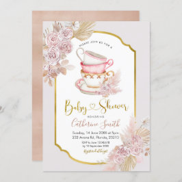 Boho Tea Party Baby Shower-inbjudan Inbjudningar