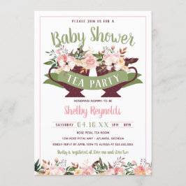 Boho Tea Party Baby Shower-inbjudan Inbjudningar