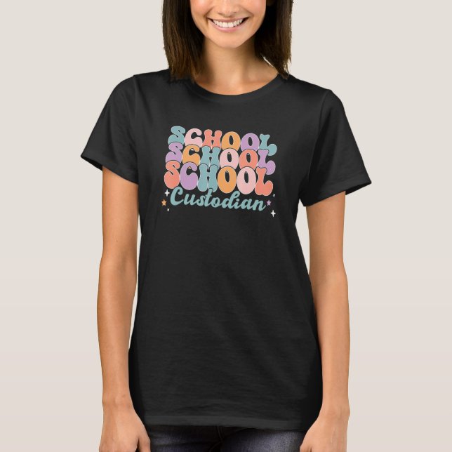 Boho Teach Kärlek Inspire School Custodian tillbak T Shirt (Framsida)