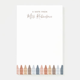 Boho Teacher Appreciation Crayon Post-it Notes Block