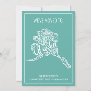 Boho Teal Blommigt Mandala Alaska Statens Flytta Meddelande
