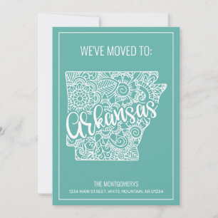 Boho Teal Blommigt Mandala Arkansas State Flytta Meddelande