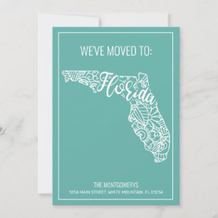 Boho Teal Blommigt Mandala Florida State Flytta Meddelande