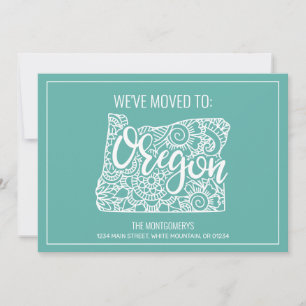 Boho Teal Blommigt Mandala Oregon State Flytta Meddelande