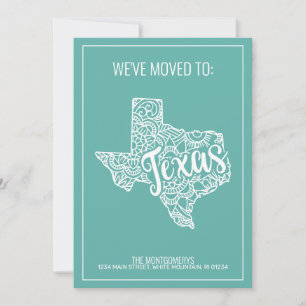 Boho Teal Blommigt Mandala Texas StatsFlytta Meddelande