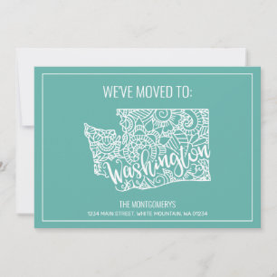 Boho Teal Blommigt Mandala Washington State Flytta Meddelande