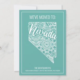 Boho Teal Blommigt Nevada State Flytta Meddelande