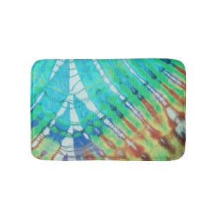 Boho Teal Brown Abstrakt Batik Tie Dye Beach Art. Badrumsmatta