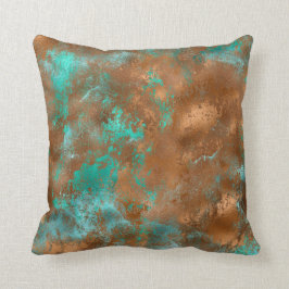 Boho Teal Copper Grunge Kudde