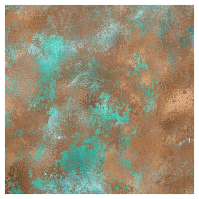 Boho Teal Copper Grunge Tyg (Provkarta)
