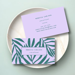 Boho Teal Lavender Abstrakt Grunge Botanical Visitkort