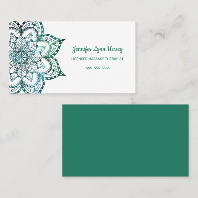 Boho Teal Mandala Visitkort (Fram/baksida)