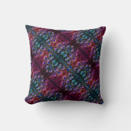 Boho Teal och Burgundy Peacock Kaleidoscope Kudde