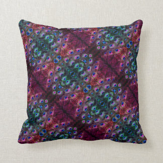 Boho Teal och Burgundy Peacock Kaleidoscope Kudde