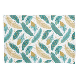 Boho Teal och Guld Feathers