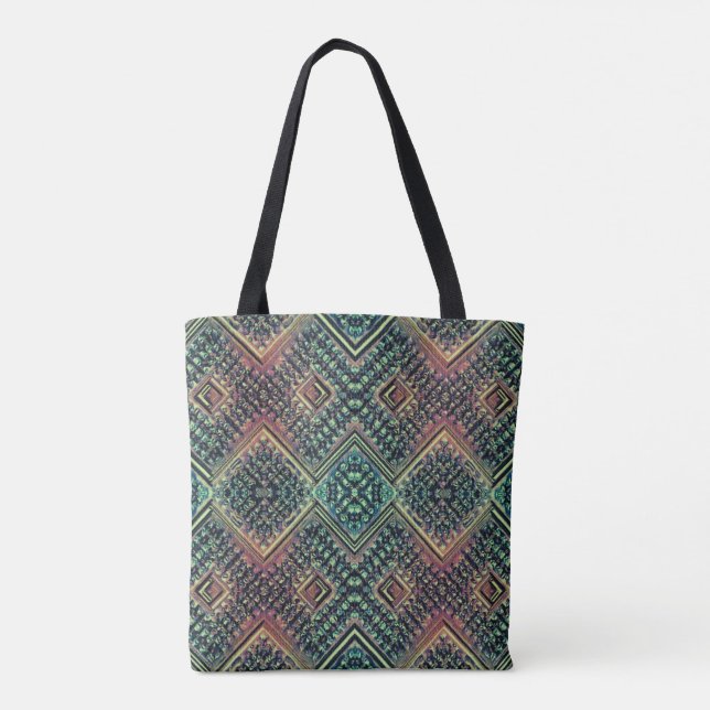 Boho Teal & Rosa Multi Tribal Inspired Tygkasse (Baksida)