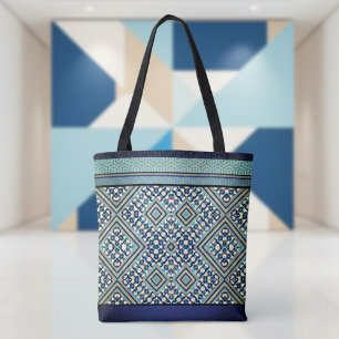 Boho Teal, Tan, Black, Blue Tribal Tygkasse