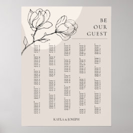 Boho-tecken för alfabetiskt placeringsschema poster