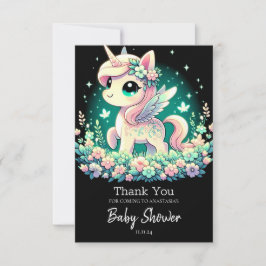 Boho Tecknad Unicorn Baby Shower Tack Kort