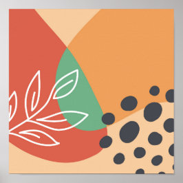 Boho-teckningar, blommigt konturteckningar, färgfo poster