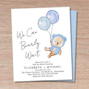 Boho Teddy Bear Baby Pojke Par Babyshower Inbjudan