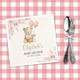 Boho Teddy Bear Baby Shower Girl Pappersservett