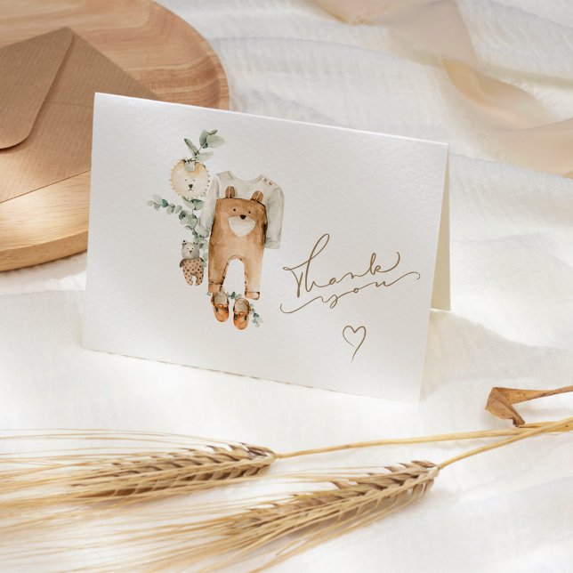 Boho Teddy Bear Baby Shower Tack Kort (Skapare uppladdad)