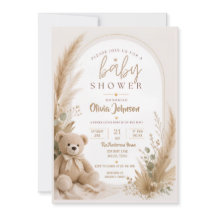 Boho Teddy Bear Barnrumsinbjudan