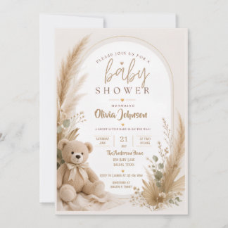 Boho Teddy Bear Barnrumsinbjudan Spara Datumet
