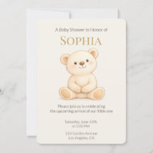 Boho Teddy Bear Bebis Shower Inbjudan