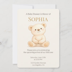 Boho Teddy Bear Bebis Shower Inbjudan