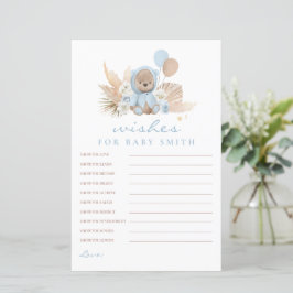 Boho Teddy Bear önskar för baby baby shower spel