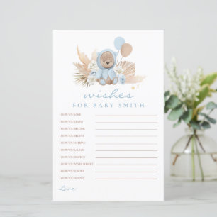 Boho Teddy Bear önskar för baby baby shower spel