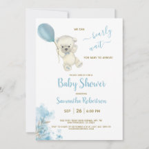 Boho Teddy Polar Bear Blue Balloon Boy Shower