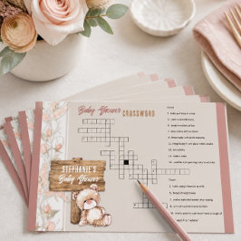 Boho Teddybjörn Baby Shower Korsordsspel Brevpapper