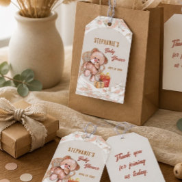 Boho Teddybjörn Baby Shower Present / Fördelningsm Presentetikett