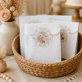 Boho Teddybjörn Baby Shower Runt Klistermärke