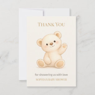 Boho Teddybjörn Babyshower Tack Kort