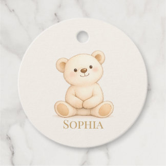 Boho Teddybjörn Bebis Bjudning Gåvor Etiketter