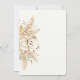 Boho Teddybjörn Bebis-bjudning Inbjudan Neutral Va