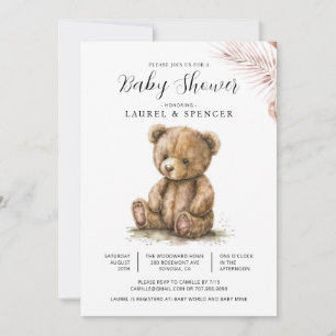 Boho Teddybjörn Bebis Bjudning Inbjudningar