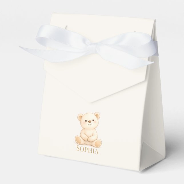Boho Teddybjörn Könsneutrala Baby Shower Presentaskar (Framsidan Sidan)