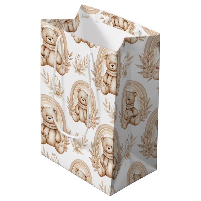 Boho Teddybjörn Regnbåge Neutral Blomma (Framsidan Vinklad)