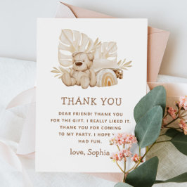 Boho Teddybjörn | Söt mjuk födelsedagspresent för  Tack Kort