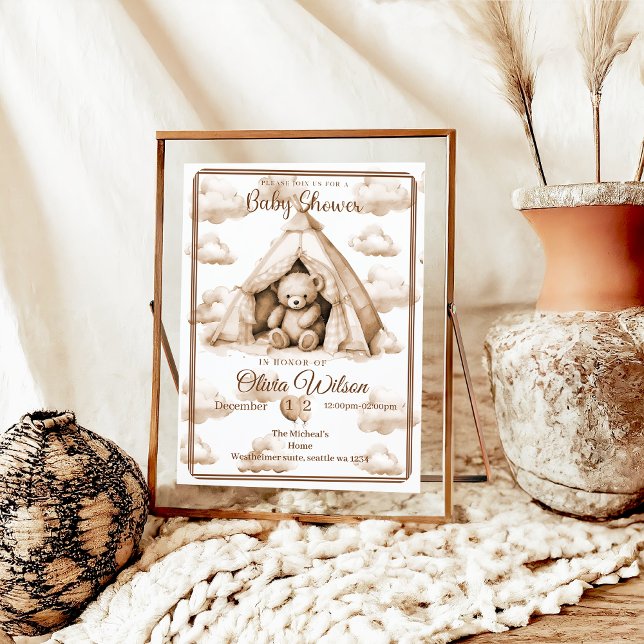 Boho Teddybjörn Tema Baby Shower Inbjudan (Skapare uppladdad)