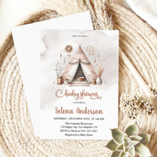 Boho Teepee Baby Shower-inbjudan Inbjudningar