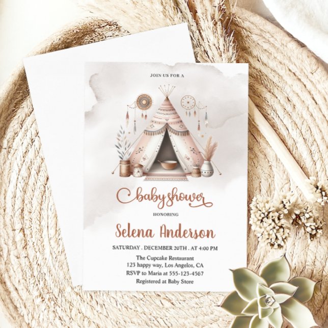 Boho Teepee Baby Shower-inbjudan Inbjudningar (Skapare uppladdad)
