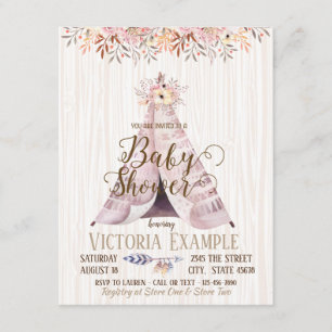 Boho TeePee Baby Shower-inbjudningar Inbjudningar