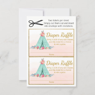 Boho TeePee Blöja Lotteri Biljetter