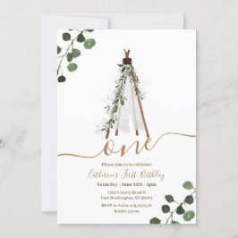 Boho Teepee First Birthday   Inbjudningar